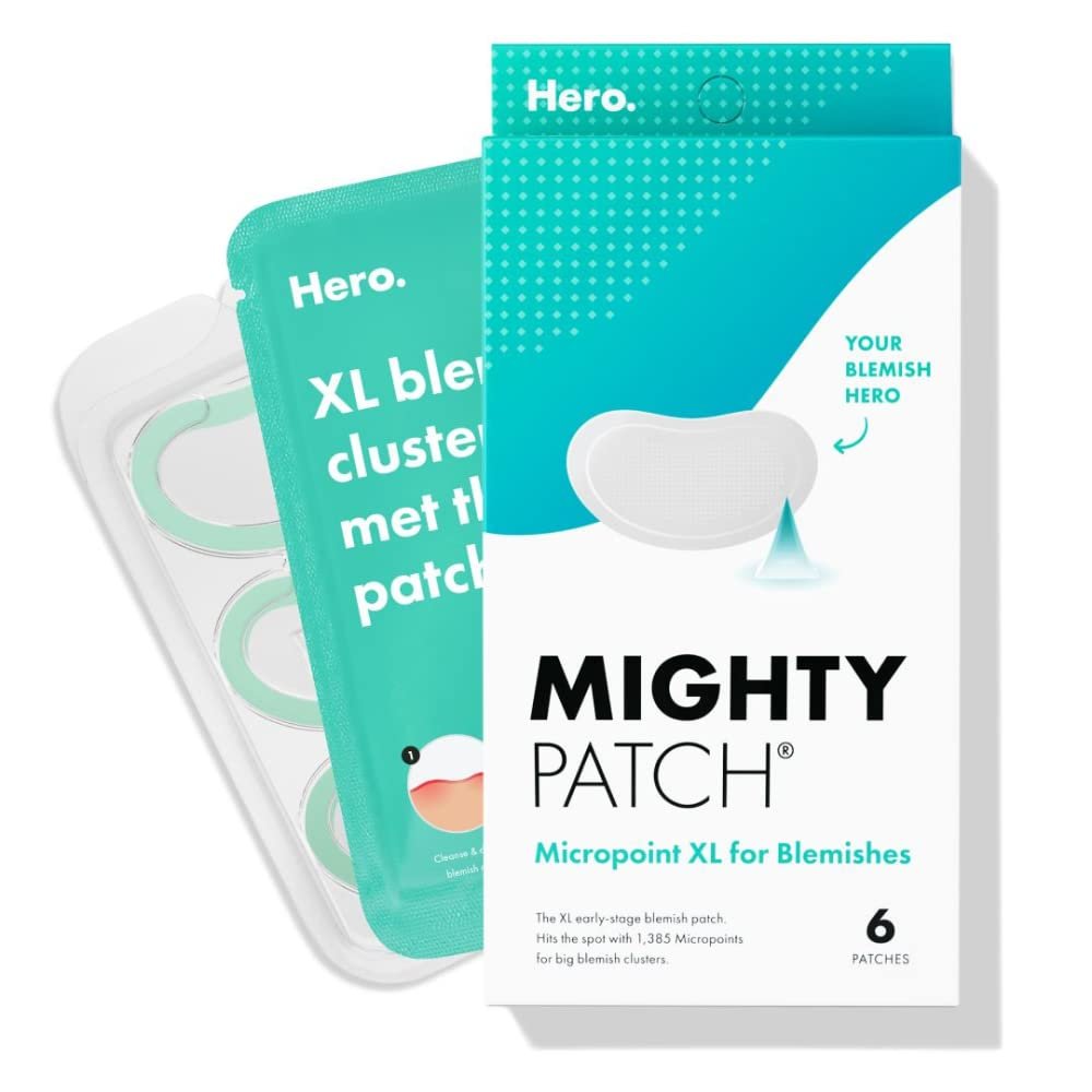 Version 1.0.0 Hero Cosmetics Mighty Patch Micropoint? XL for Blemishes - Hydrocolloid Acne Spot Treatment Patch for Early Stage Zits and Hidden Pimples, 1,385 Proprietary Micropoints (6 Count) - Image 1